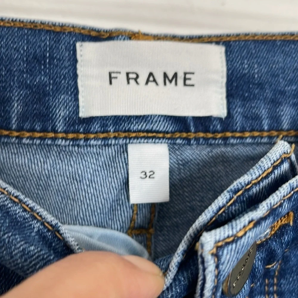 Frame Jeans Le Sylvie Crop High Rise Distressed Straight Fit Size 32 - Picture 4 of 9